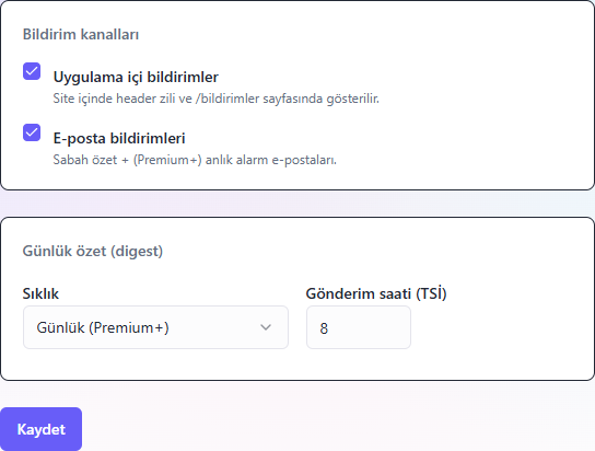 Tercihler formu